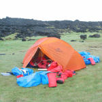 Our "orange rescue hut" at 2 am, after the first crossing of Faxaflói Bay by kayak (56mi)