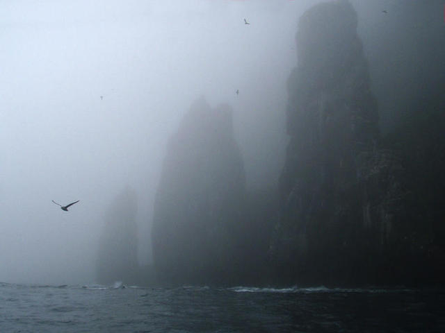 But the fog soon returned, hiding sea stacks and all scenery…