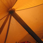 Bakkagerði. Split paddle to prevent tent from collapsing in storm.