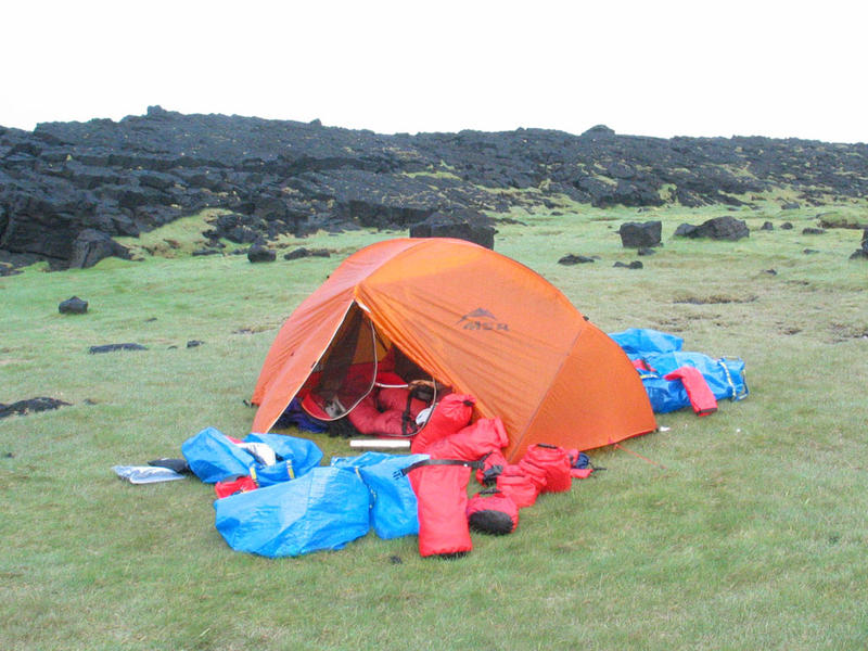 Our "orange rescue hut" at 2 am, after the first crossing of Faxaflói Bay by kayak (56mi)