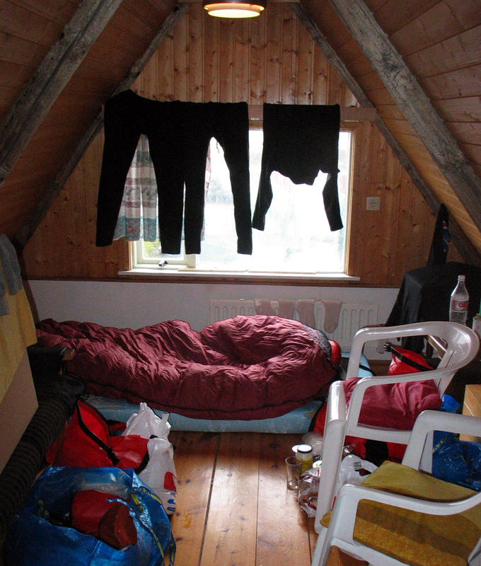 We were invited to leave our soggy tent and enjoy a stay in an unused loft.